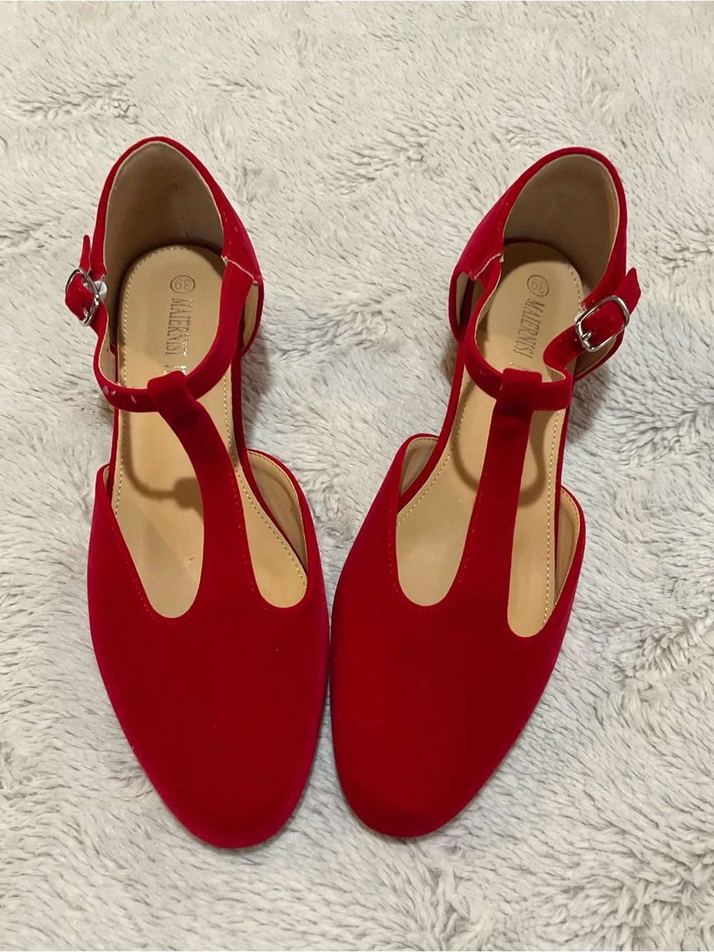Mairnisi Jessi Red Velvet T-Strap
